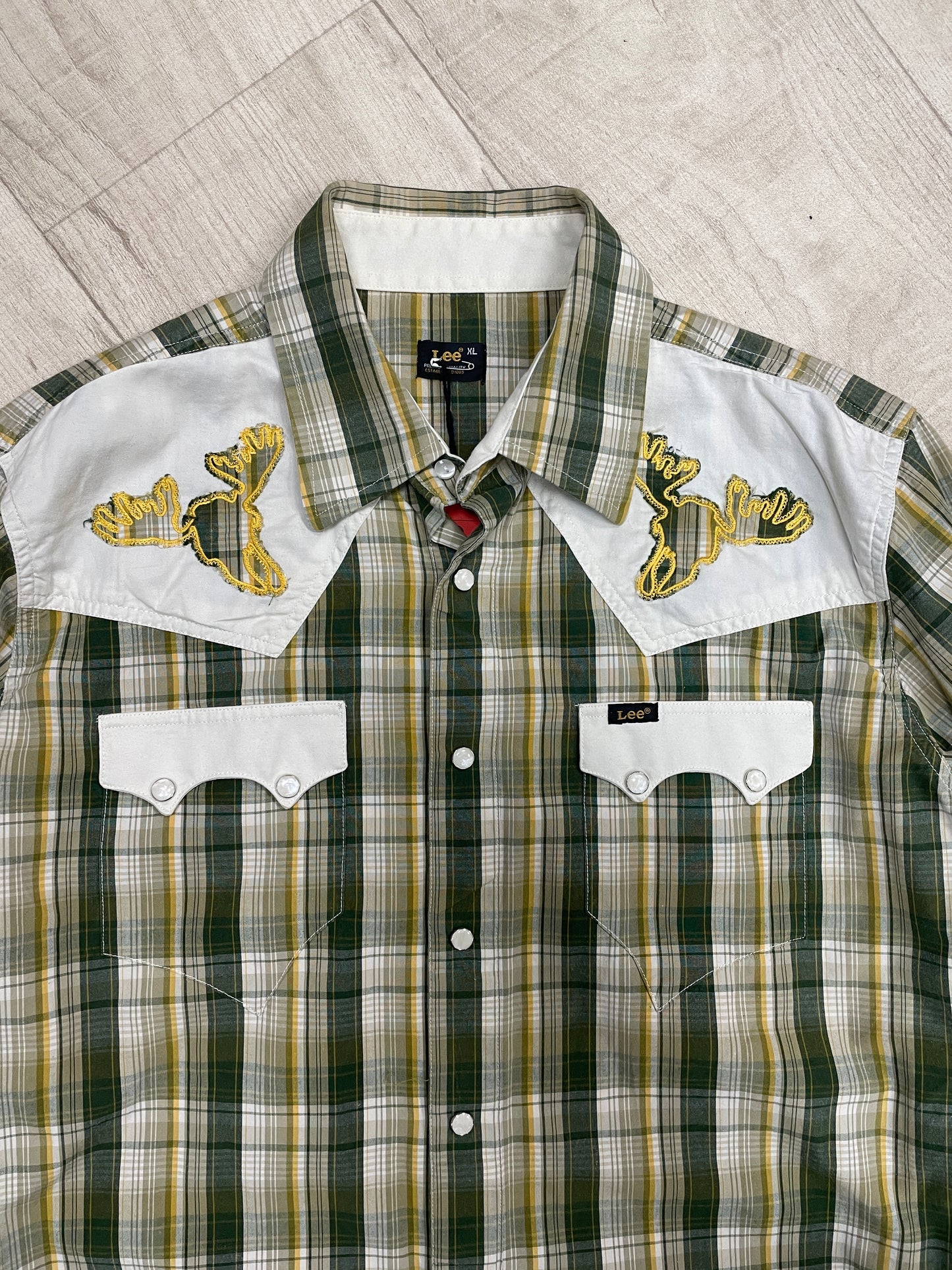 Green & Yellow Lee shirt with embroidered details