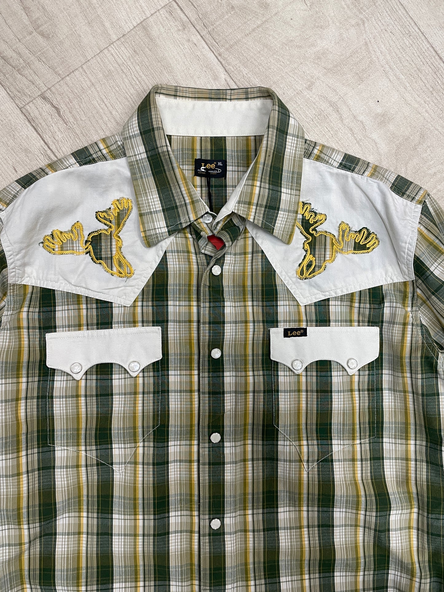 Green & Yellow Lee shirt with embroidered details