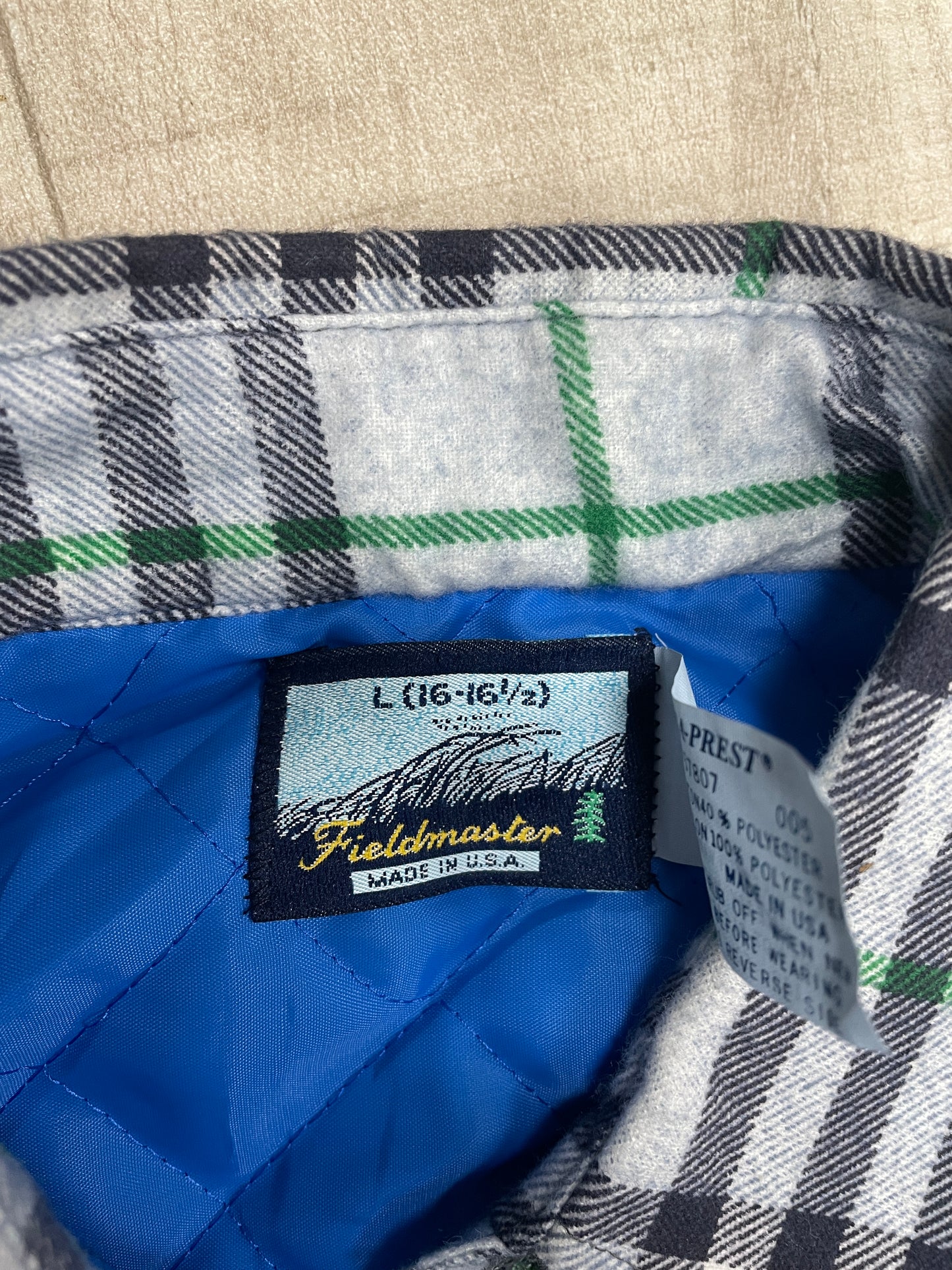 Vintage Fieldmaster Grey and Blue Quilted Flannel