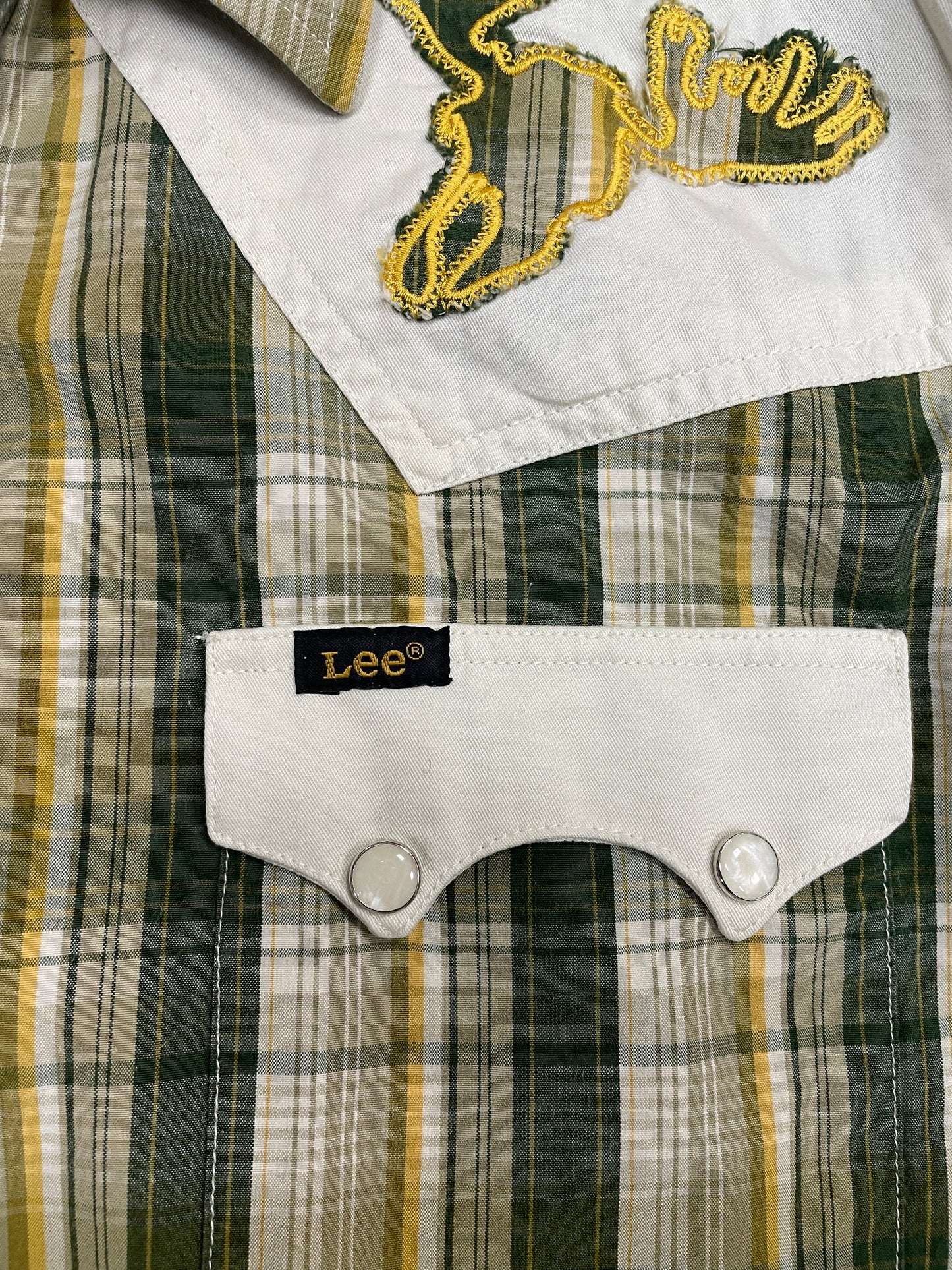 Green & Yellow Lee shirt with embroidered details