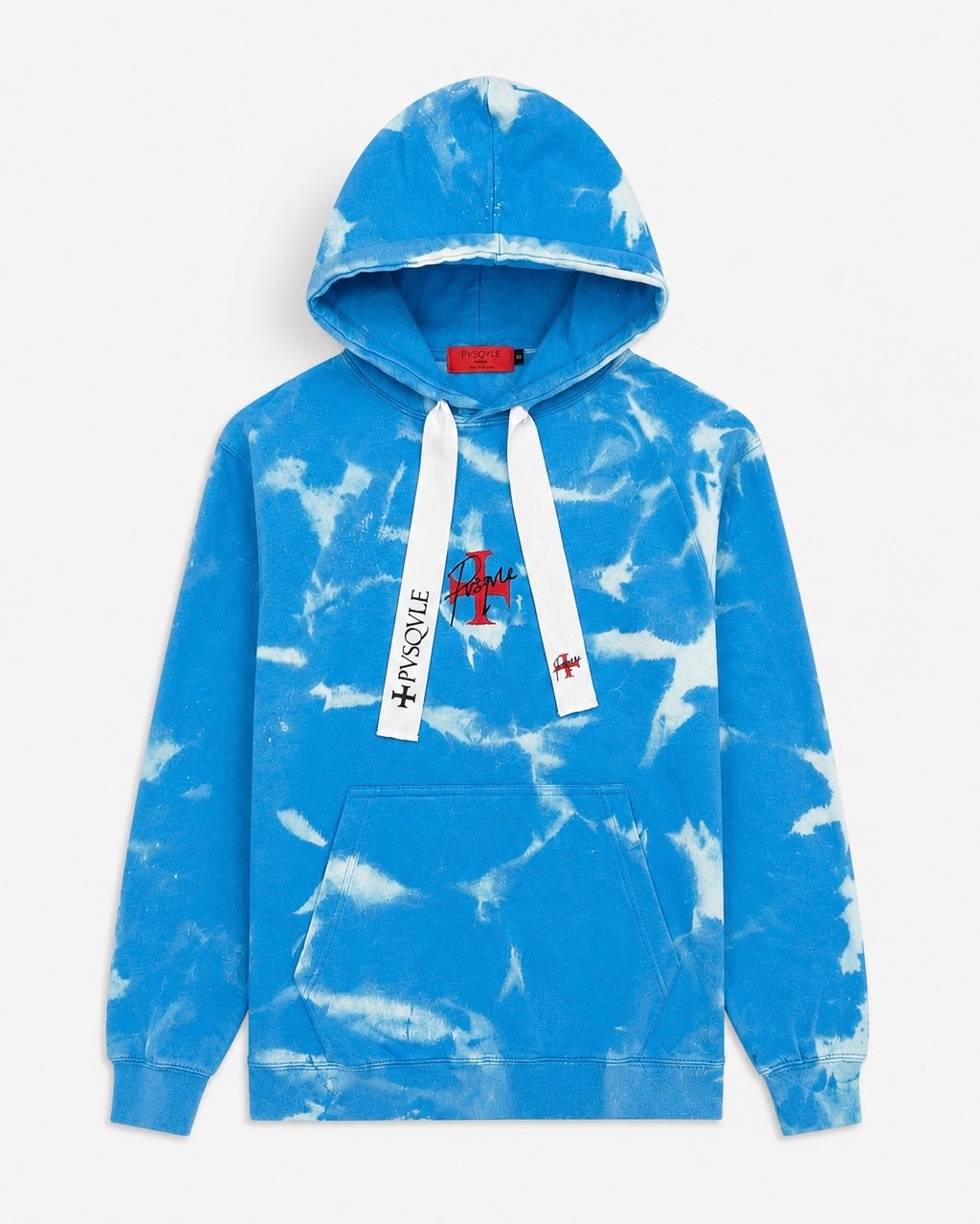 Blue and white tie-dye hoodie